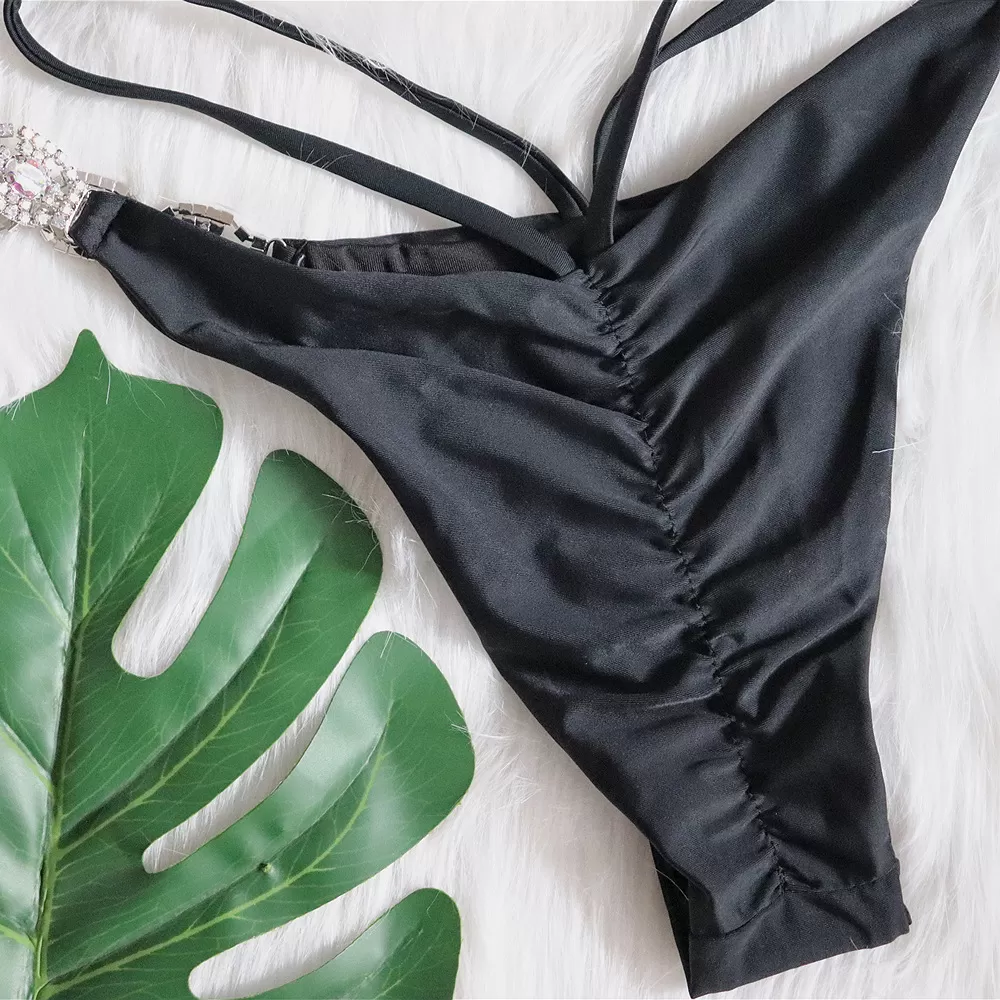 Black Rhinestone Halter Bikini Set product image 6