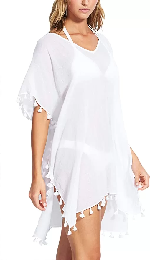 Lightweight Kaftan Cover-Up with Tassel Trim product image 4