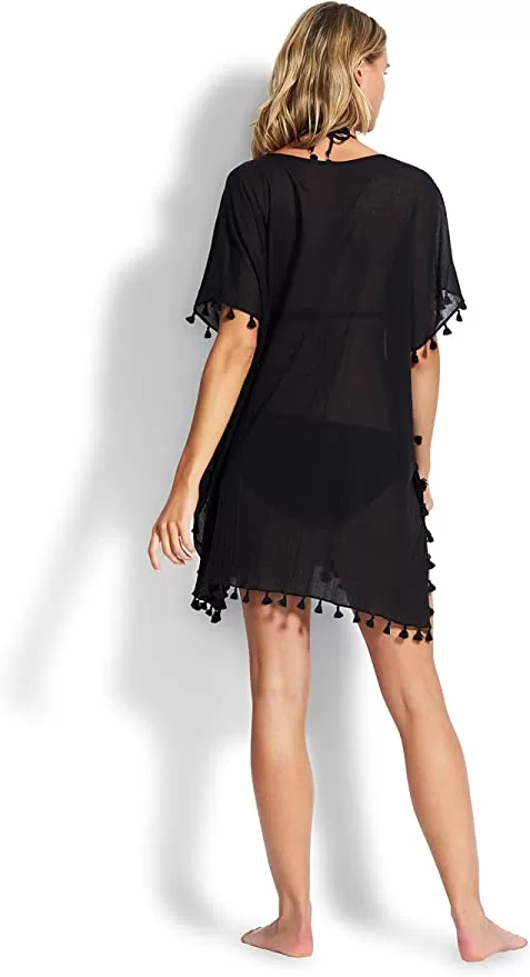 Lightweight Kaftan Cover-Up with Tassel Trim product image 3