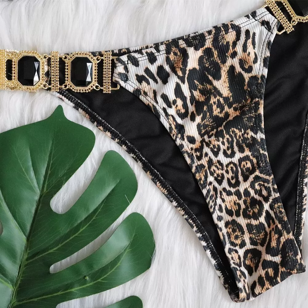 Leopard Print Push-Up Low-Waist Bikini product image 5