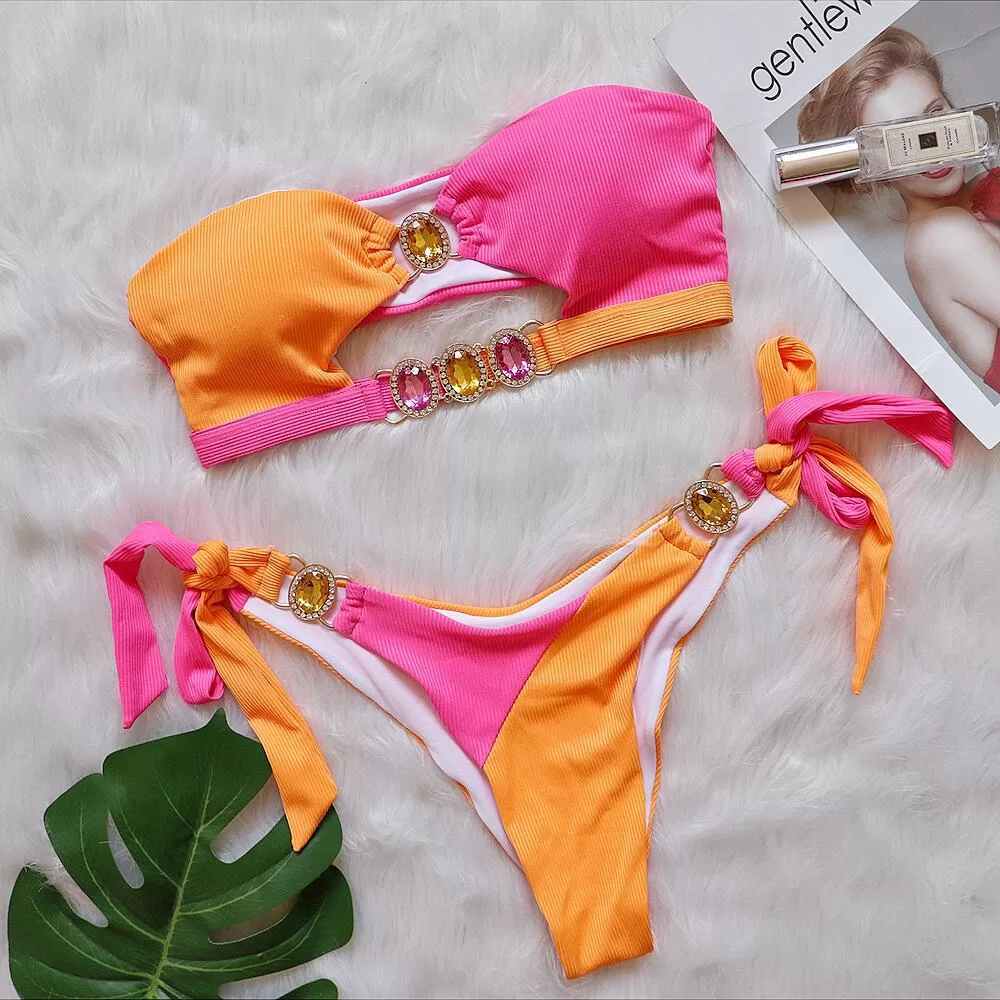 Color-Block Bandage Bikini with Removable Pads product image 2