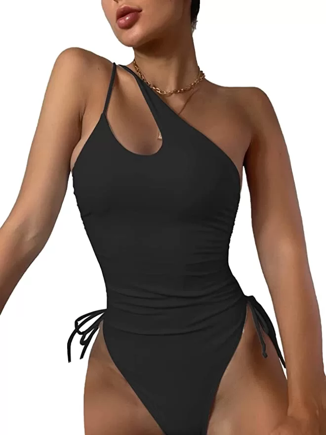 One-Shoulder High-Cut Drawstring One-Piece Swimsuit product image 5