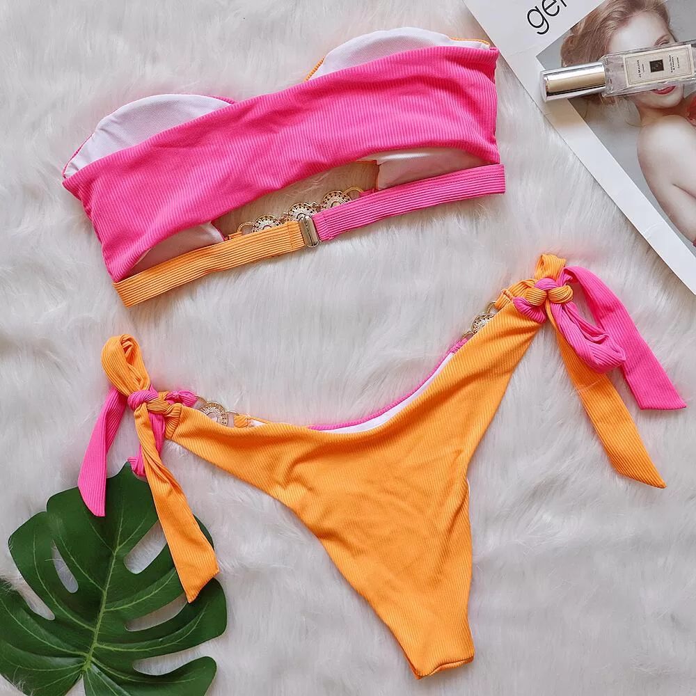Color-Block Bandage Bikini with Removable Pads product image 3