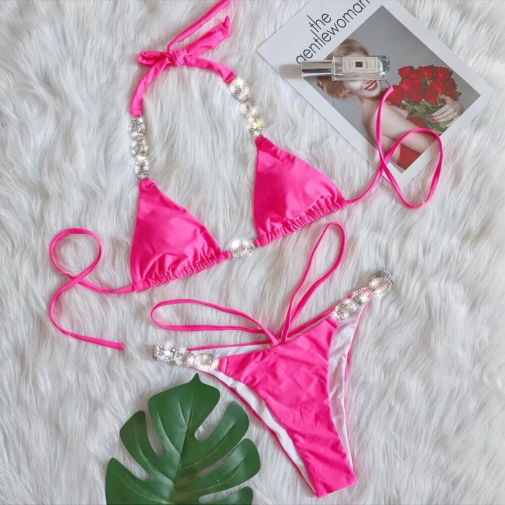 Pink Crystal Bandage Two-Piece Bikini product image 2