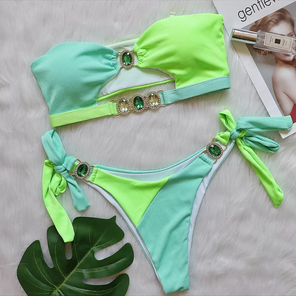 Color-Block Bandage Bikini with Removable Pads product image 7