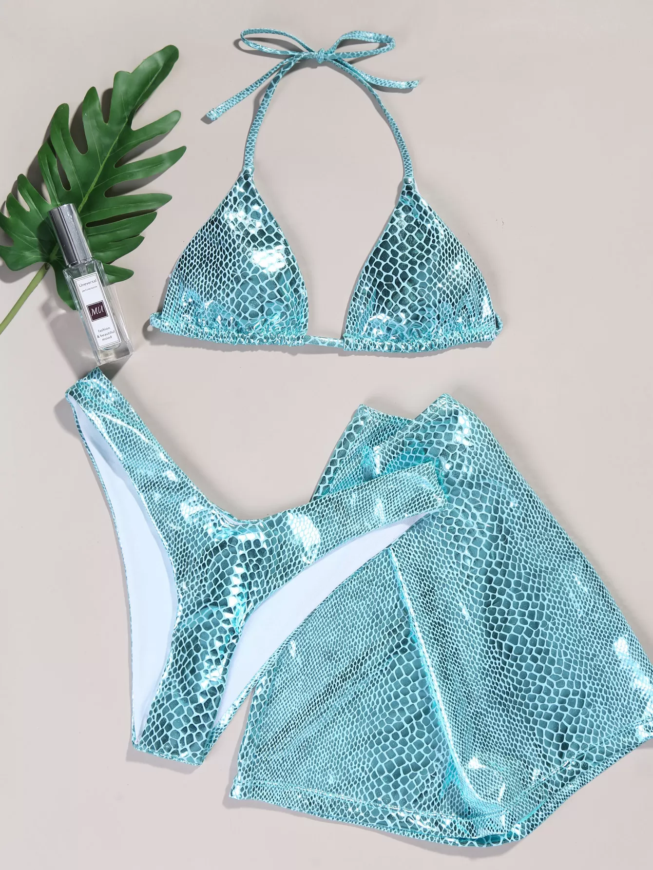 Sequin Halter Bikini with Glitter Cover-Up Skirt product image 6