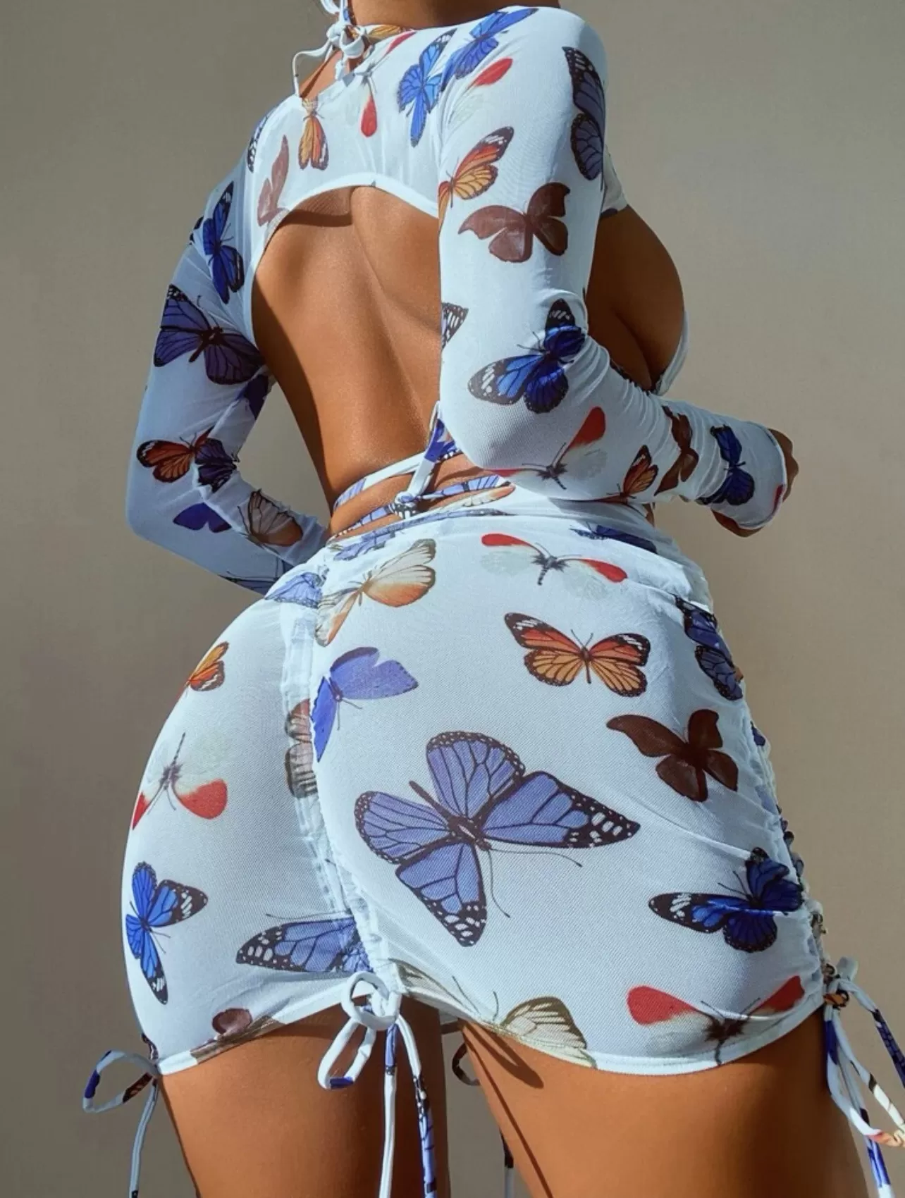 Butterfly Print Halter Bikini Four-Piece Set product image 2