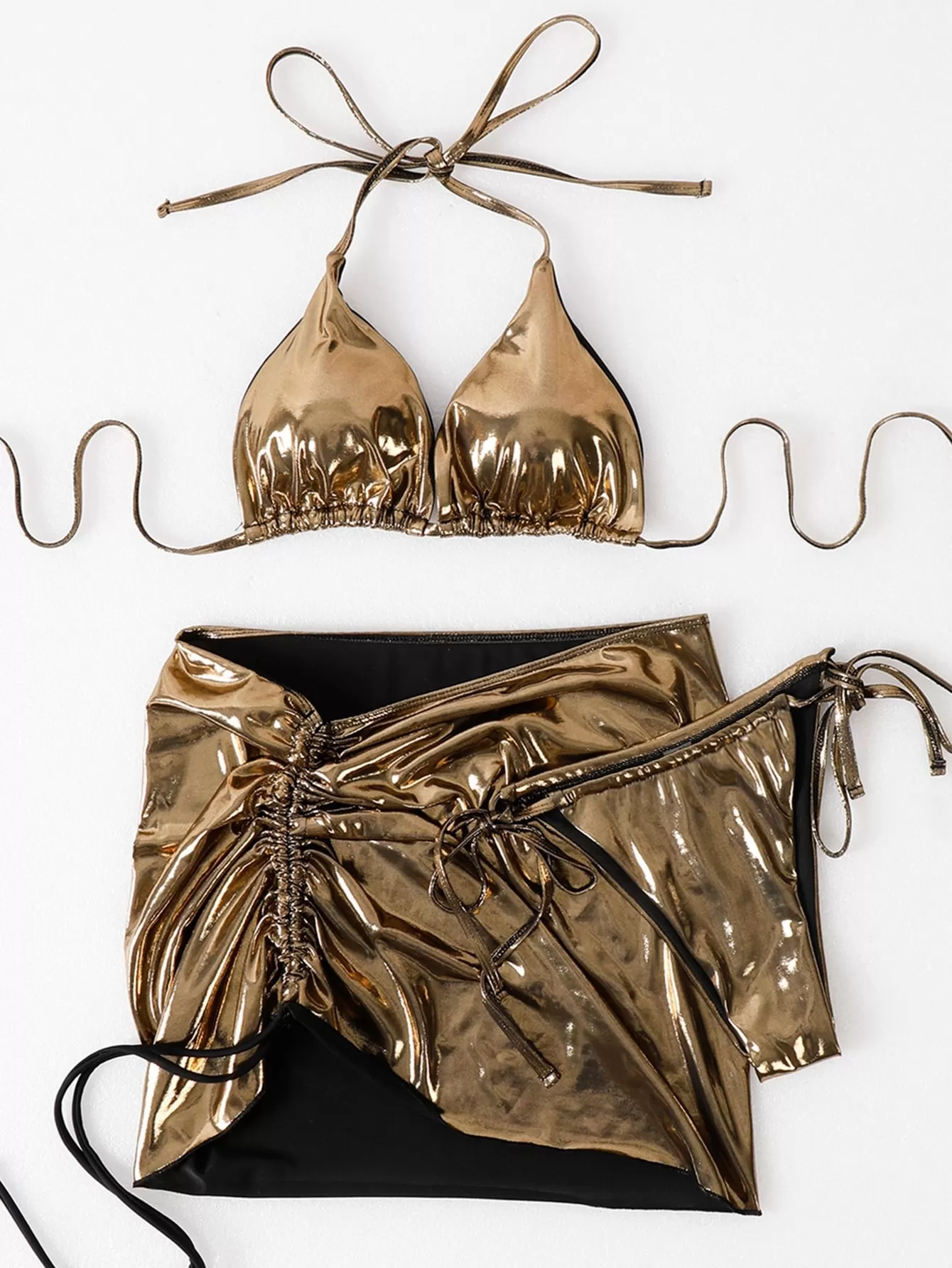 Metallic Triangle Bikini with Beach Skirt product image 4