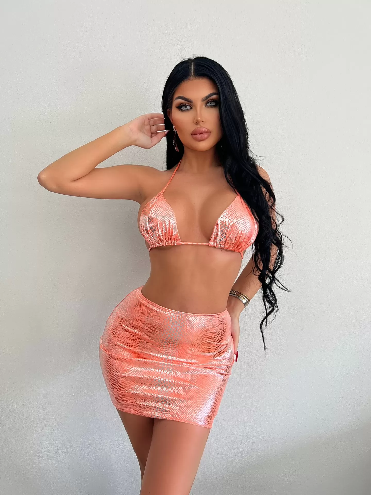 Sequin Halter Bikini with Glitter Cover-Up Skirt product image 3