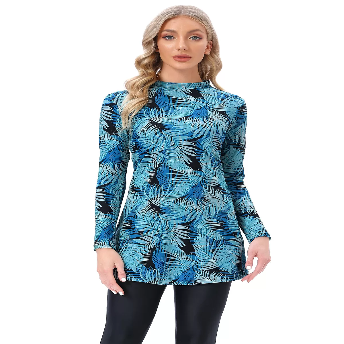 Three-Piece Modest Rash Guard Set with Swim Cap