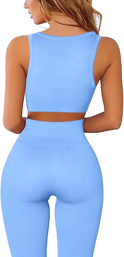 Ribbed Crop Tank and High-Waist Yoga Leggings Set product image 3