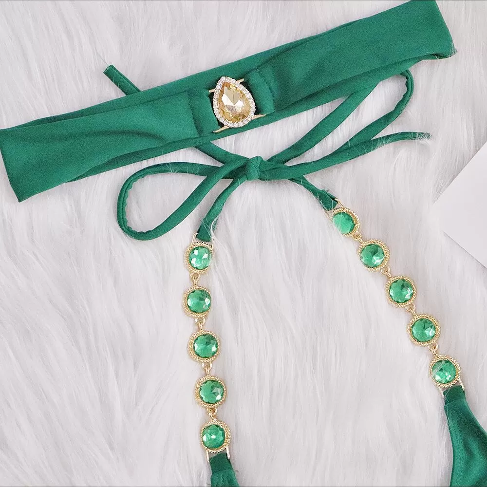 Green Crystal Halter Two-Piece Bikini Set product image 6