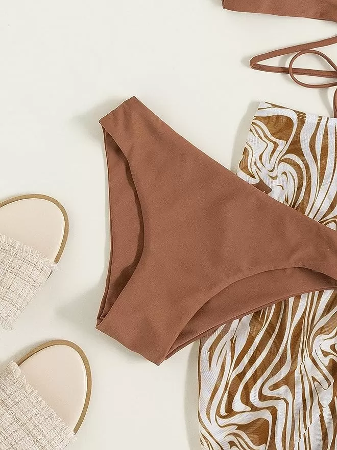 Printed Halter Bikini with Drawstring Beach Skirt product image 5